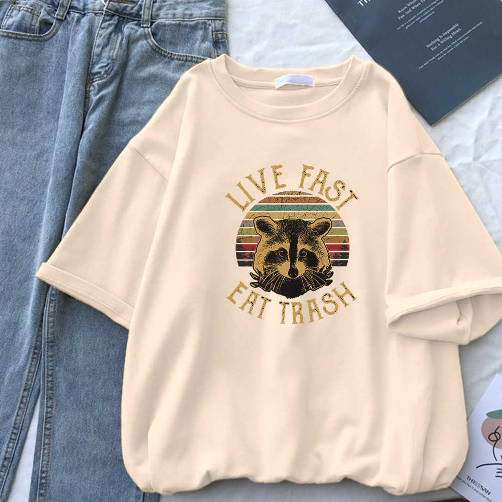 Women' T-Shirt Live Fast Eat Trash Stray Raccoon Female T Shirts Summer Casual New Short Sleeve Soft Cool Clothes Street Hip Hop TShirts Women Z0418, Pink
Women' T-Shirt Live Fast Eat Trash Stray Raccoon Female T Shirts Summer Casual New Short Sleeve Soft Cool Clothes Street Hip Hop TShirts Women Z0418, Pink