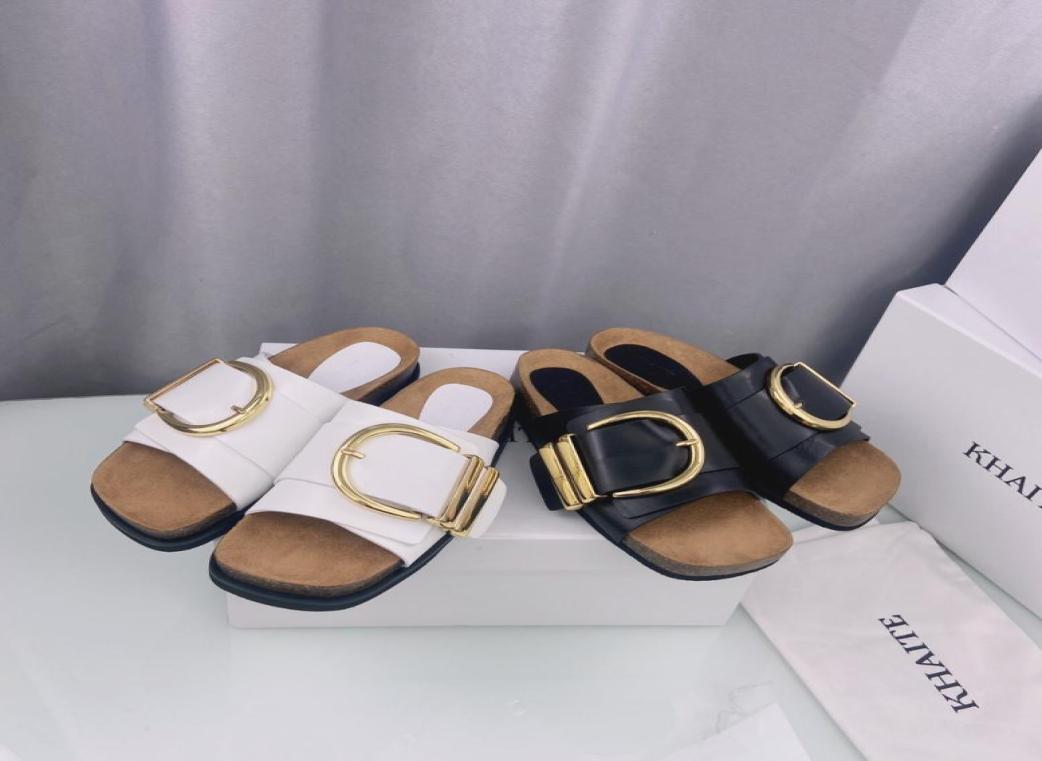 Khaite Thompson buckled leather slides slippers Luxe slipon beach sandals shoes Genuine leather open toe casual flats for women L2772707, Black
Khaite Thompson buckled leather slides slippers Luxe slipon beach sandals shoes Genuine leather open toe casual flats for women L2772707, Black