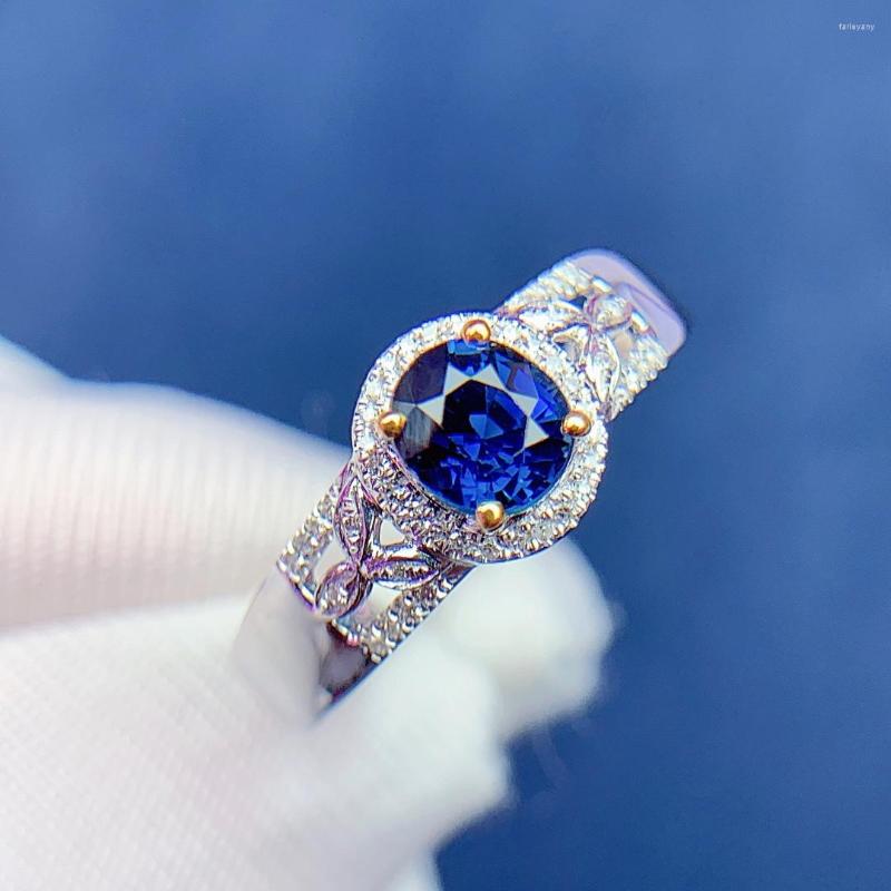 Cluster Rings TM Sapphire Ring Fine Jewelry Pure 18K Gold Natural Gemstones 0.9ct Diamonds Female Anniversary Gift
Cluster Rings TM Sapphire Ring Fine Jewelry Pure 18K Gold Natural Gemstones 0.9ct Diamonds Female Anniversary Gift