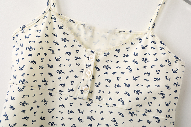 Camisoles Tanks PUWD Slim Girls Sweet Floral Print Camis Summer Fashion Ladies Vintage Cute Tops Chic Women Party Stylish Top 230420