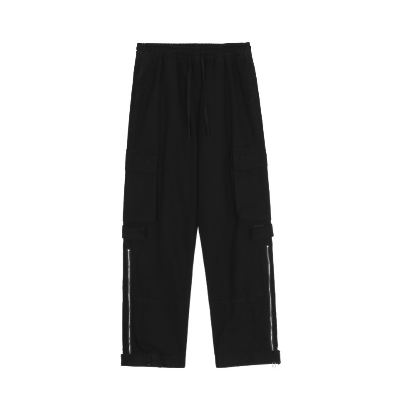Women's Cargo Pants With Large Pockets, Y2k High Elastic Waist, Drawstring, Baggy Trousers, Vintage Casual Loose Straight Side Zipper Pants, Coll
