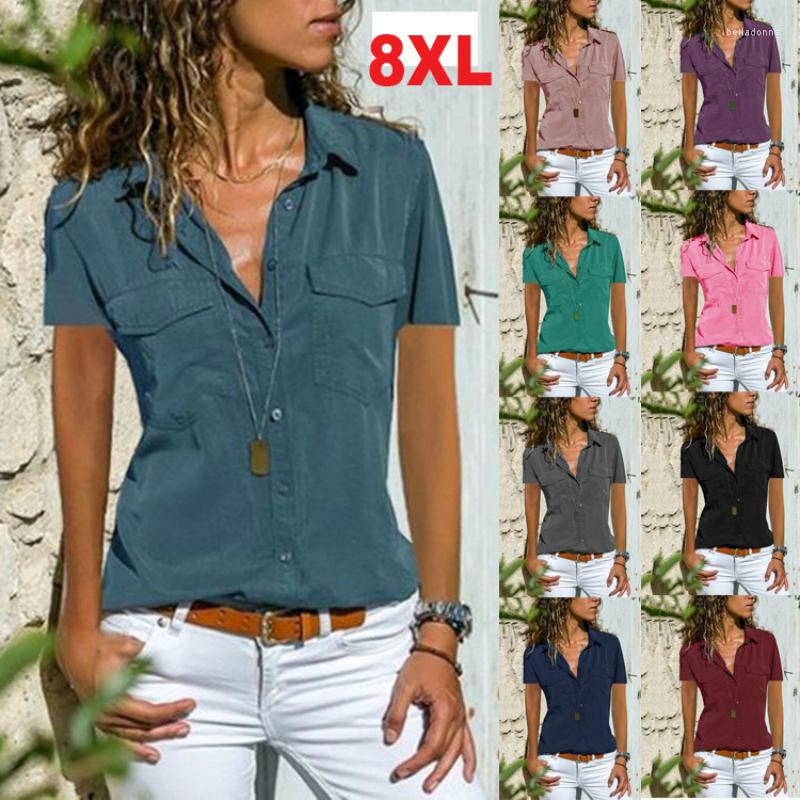 Women's Blouses Femme Button Solid Color Top Summer Short Sleeve Shirt Ladies Slim Clothing Elegant Office Style Women Shirts Top. _Othe, Peach
Women's Blouses Femme Button Solid Color Top Summer Short Sleeve Shirt Ladies Slim Clothing Elegant Office Style Women Shirts Top. _Othe, Peach