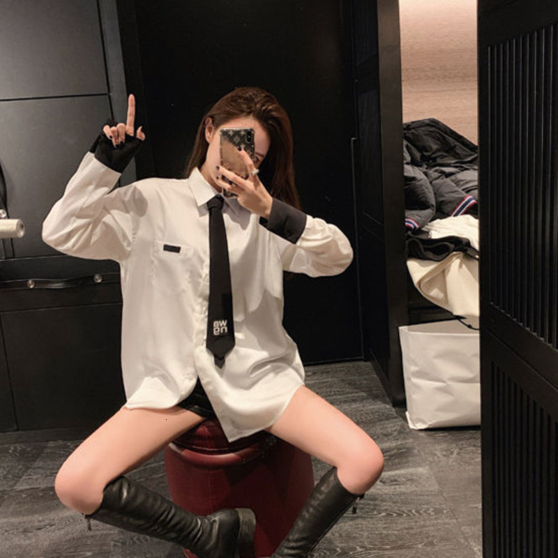 Men's Swimwear White Shirt Girl Student Korean Fashion Long Sleeve Women Blouse Chiffon Summer Loose s Tops And Blouses Shirts 230420