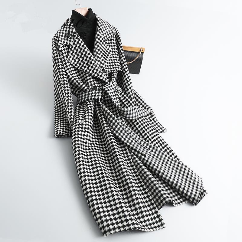 Fur Women Long Coat Luxury Wool Long Spring Autumn Blends Plaid Turndown Collar Sashes Single Breasted Office Lady Women Coat, Black
Fur Women Long Coat Luxury Wool Long Spring Autumn Blends Plaid Turndown Collar Sashes Single Breasted Office Lady Women Coat, Black