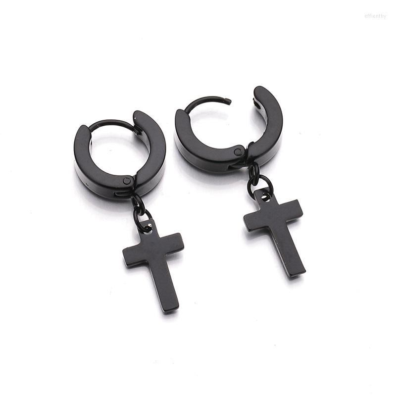 Hoop Earrings Punk Style Men's Tiny Stainless Steel Smooth Black/White Small Huggies With Cross Pendants Street Piercing Earring
Hoop Earrings Punk Style Men's Tiny Stainless Steel Smooth Black/White Small Huggies With Cross Pendants Street Piercing Earring