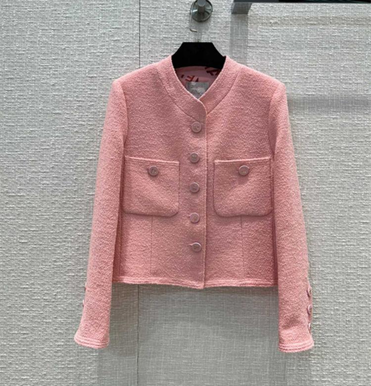 Fur European and American women's wear spring 2022 new Long sleeve collar fashion Pink singlebreasted tweed coat
Fur European and American women's wear spring 2022 new Long sleeve collar fashion Pink singlebreasted tweed coat