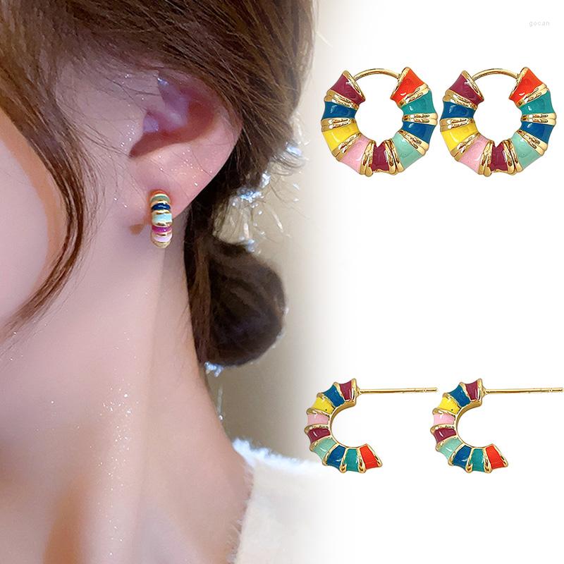 Hoop Earrings Womens 2023 Rainbow Earring Ear Buckle Gold Color Round French Romantic Colorful Ename
Hoop Earrings Womens 2023 Rainbow Earring Ear Buckle Gold Color Round French Romantic Colorful Ename