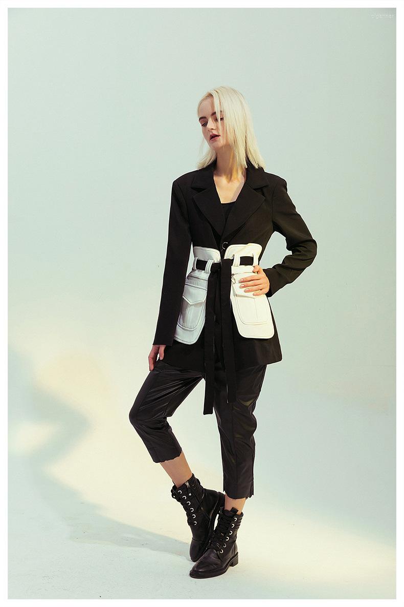 Women' Suits Women' 2023 Spring Fashion Personality Black Contrast White Waist Wrapped Mid Length Suit Coat
Women' Suits Women' 2023 Spring Fashion Personality Black Contrast White Waist Wrapped Mid Length Suit Coat
