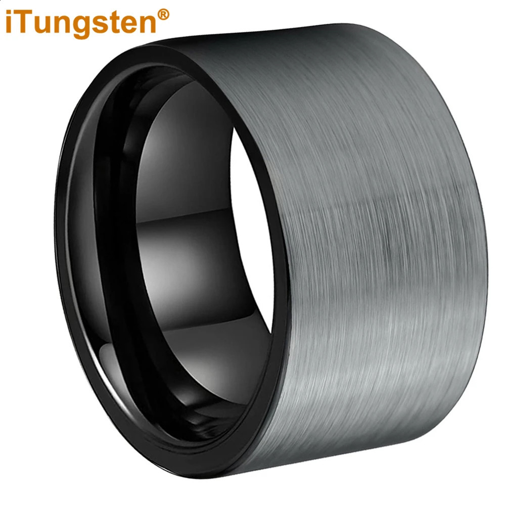 Band Rings Drop iTungsten 6/8/10/12MM Multiwidth Black Tungsten Ring Mens Womens Flat Wedding Band Brushed Finish Comfort Fit 231118