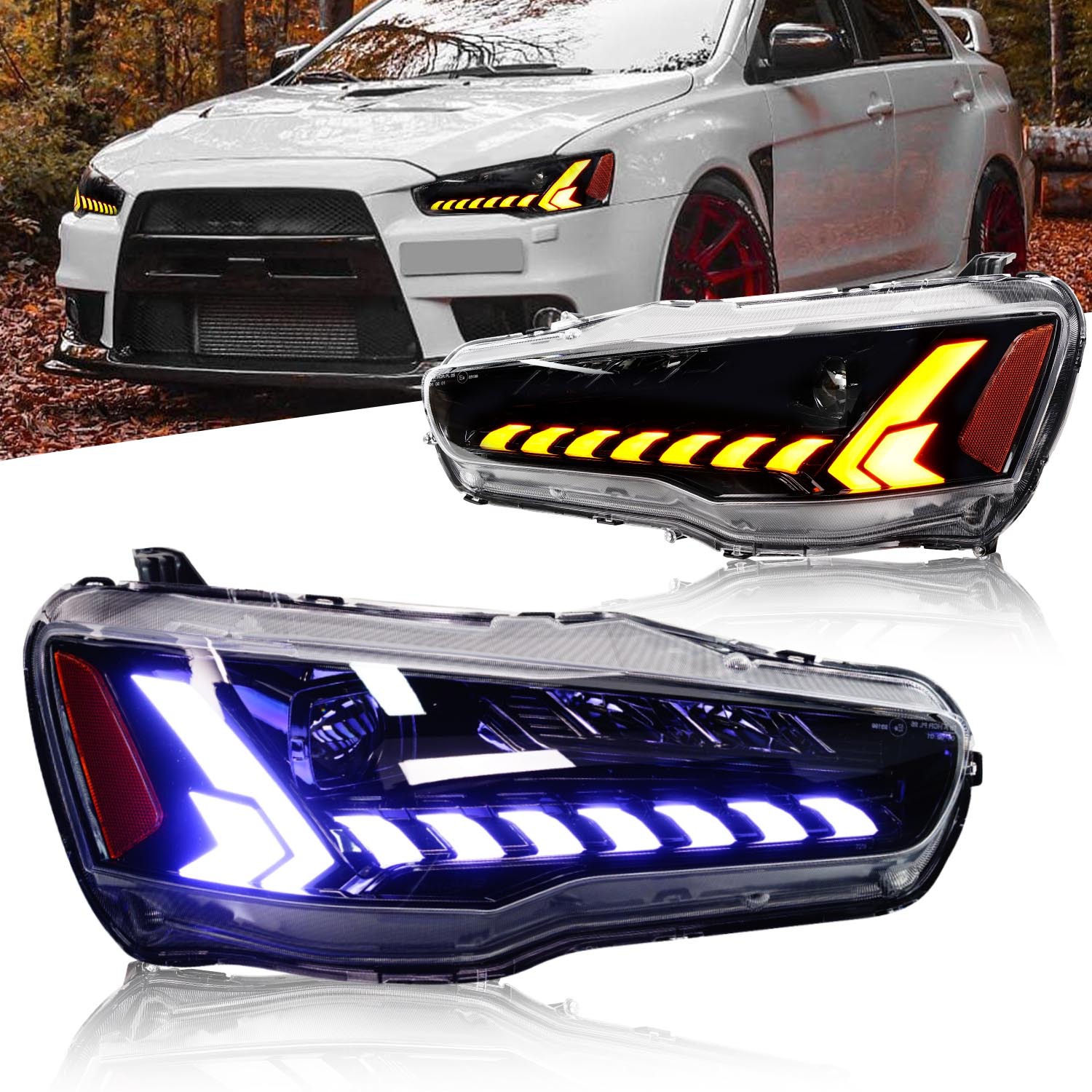 Auto Headlights For Mitsubishi Lancer EX EVO 20 08-20 18 DRL Headlight Front Fog Lamp Car Accessories