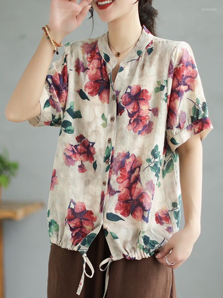 Women's Blouses Women Casual Shirts Arrival 2023 Summer Vintage Style Floral Print Loose Cotton Linen Female Short Sleeve Tops Shirt B2527, Green
Women's Blouses Women Casual Shirts Arrival 2023 Summer Vintage Style Floral Print Loose Cotton Linen Female Short Sleeve Tops Shirt B2527, Green