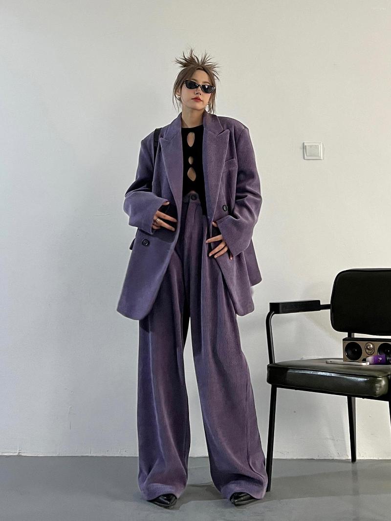 Women' Two Piece Pants SuperAen High Quality Koean Style Purple Corduroy Casual Suit Blazer Wide Leg Set Women
Women' Two Piece Pants SuperAen High Quality Koean Style Purple Corduroy Casual Suit Blazer Wide Leg Set Women