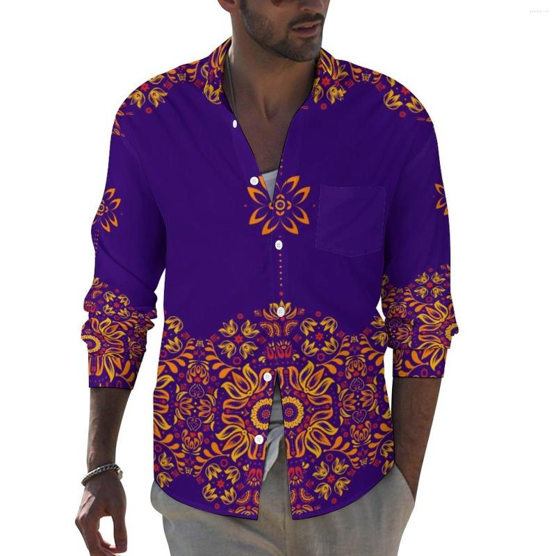 Men' Casual Shirts Vintage Glod Mandala Shirt Men Floral Folk Pattern Street Graphic Blouses Long Sleeve Trending Oversize Tops, Style
Men' Casual Shirts Vintage Glod Mandala Shirt Men Floral Folk Pattern Street Graphic Blouses Long Sleeve Trending Oversize Tops, Style