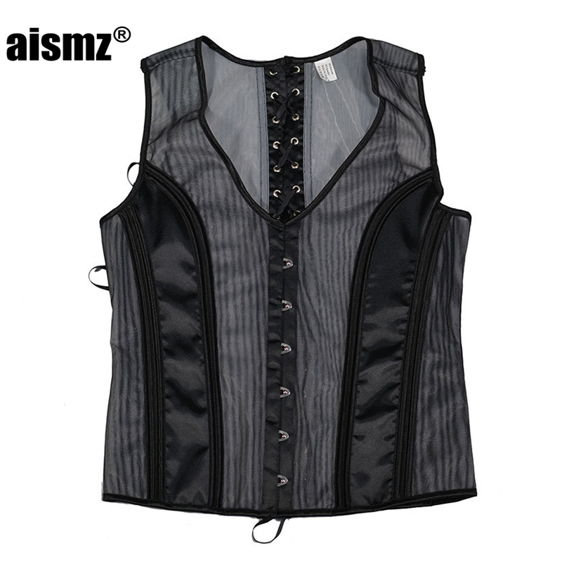 Men's Tracksuits Aismz Underwear Slim Fit Tank Top Shapewear Chest Binder Waistcoat Vest Jacket Steampunk Gothic Corset For Men Shapers 230419