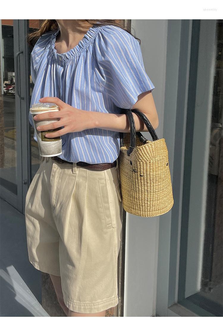 Women's Blouses Summer Women's Casual Stripe Round Neck Short Sleeve Loose Fit Shirt, Blue
Women's Blouses Summer Women's Casual Stripe Round Neck Short Sleeve Loose Fit Shirt, Blue