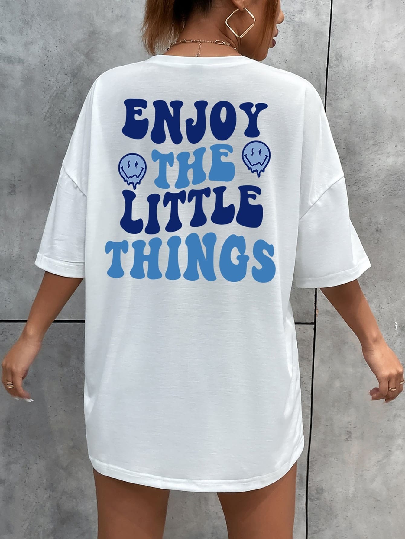 Womens TShirt Enjoy The Little Things Slogan Letter Printed Women TShirts Oversize Loose Clothing ONeck Breathable Cotton Short Sleeves 230420