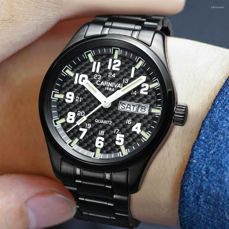 Wristwatches Carnival Brand Fashion Watch For Men Luxury Black Carbon Fiber Solid Stainless Steel Luminous Wristwatch Waterproof Reloj, Silver black
Wristwatches Carnival Brand Fashion Watch For Men Luxury Black Carbon Fiber Solid Stainless Steel Luminous Wristwatch Waterproof Reloj, Silver black