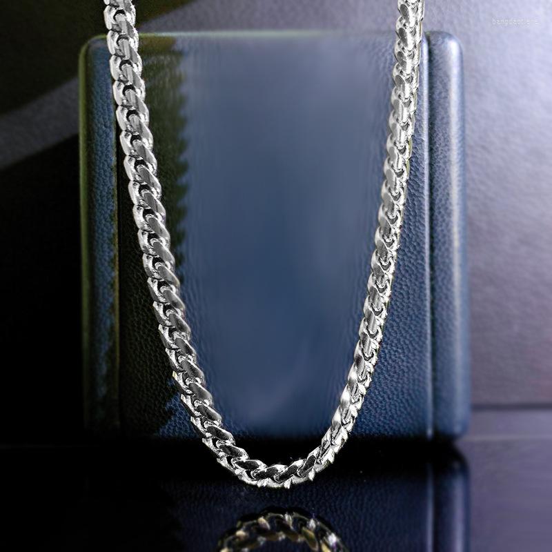 

Chains Ins Internet Celebrity With European And American S925 Silver Cuban Chain Collarbone Plain Bare Necklace