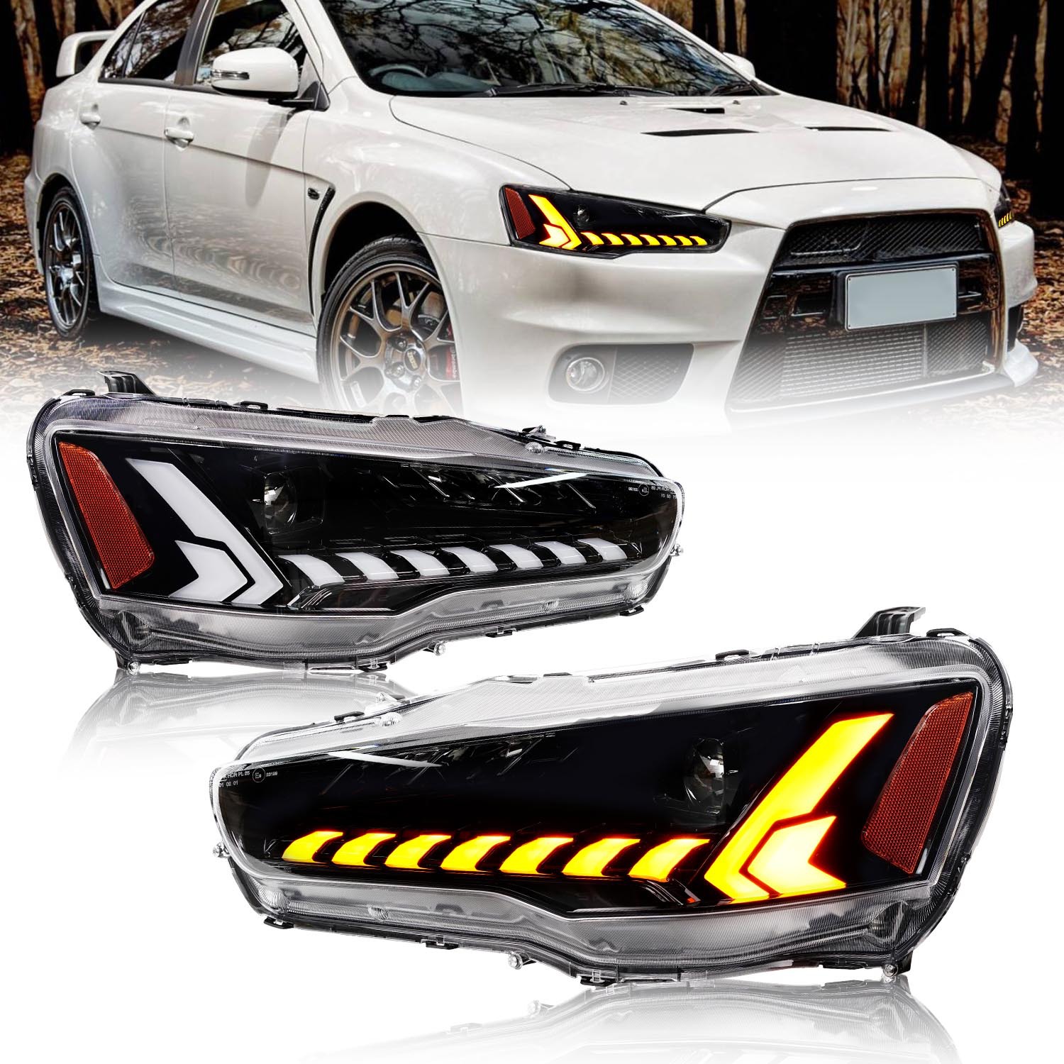 Auto Headlights For Mitsubishi Lancer EX EVO 20 08-20 18 DRL Headlight Front Fog Lamp Car Accessories