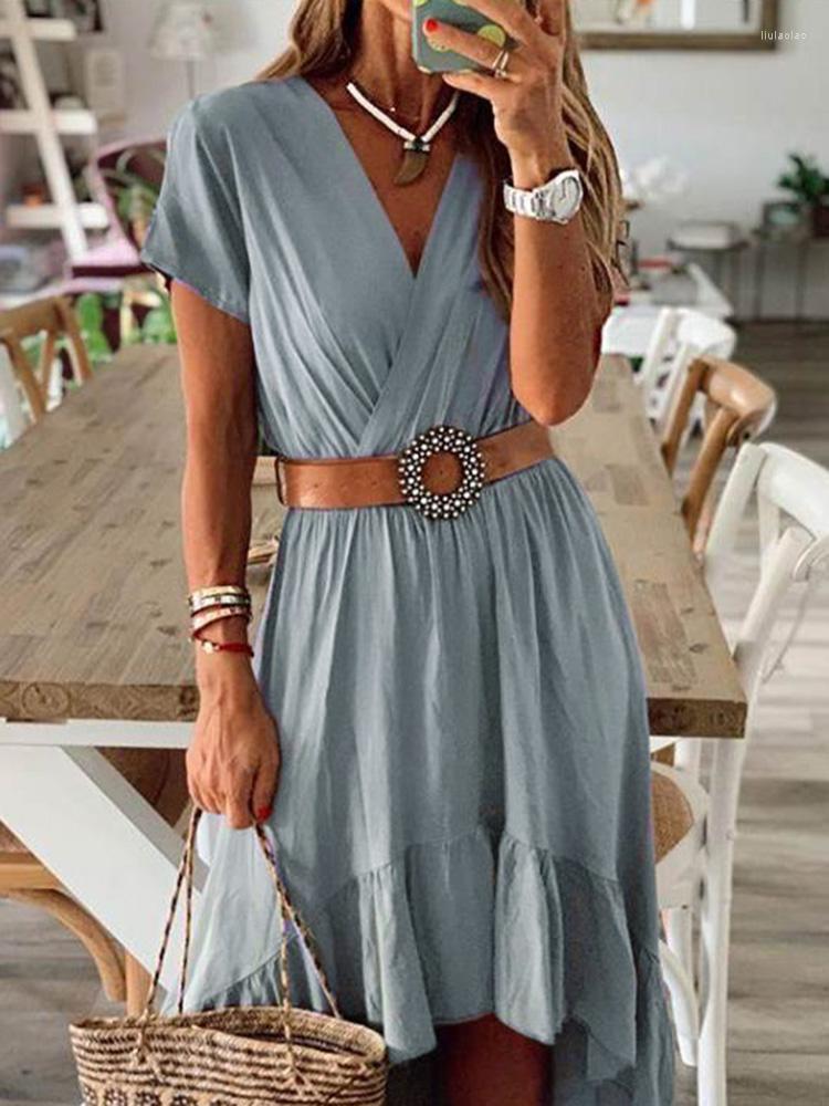 Party Dresses Women' Summer Wrap Asymmetric Maxi Dress Casual Solid V Neck Short Sleeve Ruffle Hem Split Beach Long Fashion 2023, Light blue
Party Dresses Women' Summer Wrap Asymmetric Maxi Dress Casual Solid V Neck Short Sleeve Ruffle Hem Split Beach Long Fashion 2023, Light blue