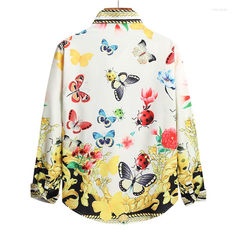 Men's Casual Shirts 2023 Mens Floral Dress Long Sleeve Slim Fit Male Shirt Fashion Luxury 3d Printed Button Down For Party Wedding