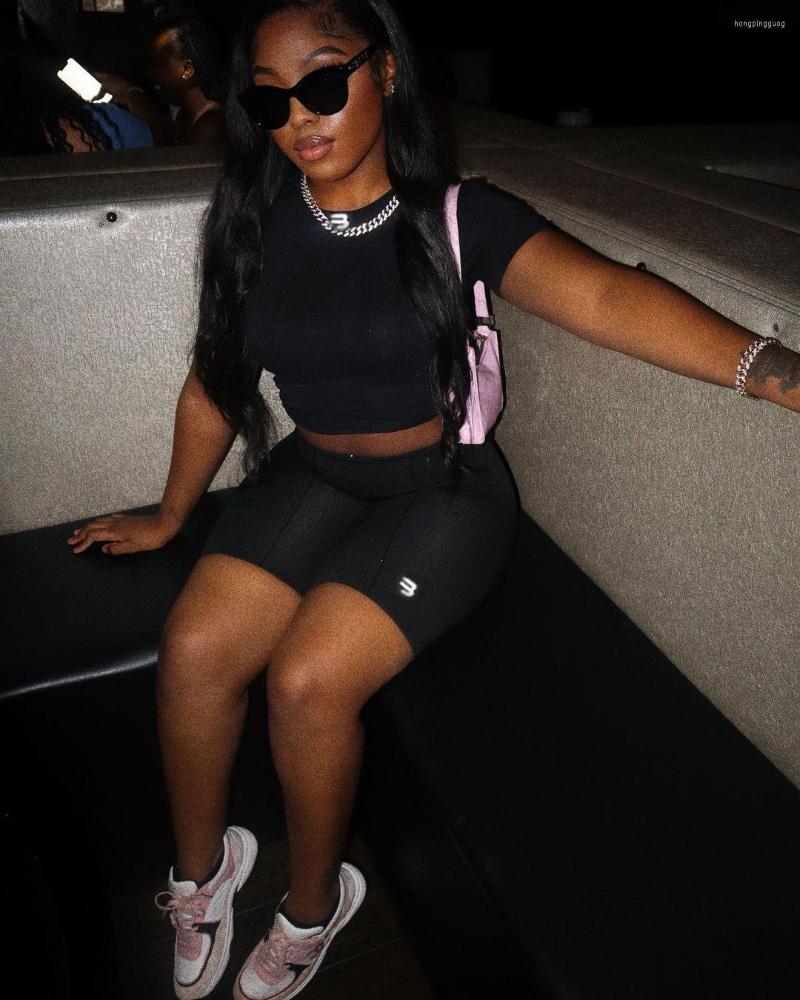 Women' Tracksuits 2023 Fashion Women' Wear Solid Color Round Neck Printed Short Sleeve Basic All-Matching High Elastic Tight Shorts, Black
Women' Tracksuits 2023 Fashion Women' Wear Solid Color Round Neck Printed Short Sleeve Basic All-Matching High Elastic Tight Shorts, Black
