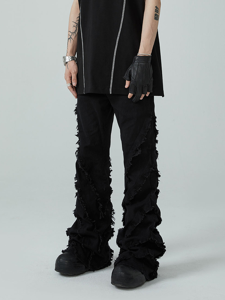 Mens Jeans IEFB Spring Versatile Slim Edge Washed Denim Casual Flare Men Pants Autumn Darkwear Solid Color Male Trousers 9A5817 230420