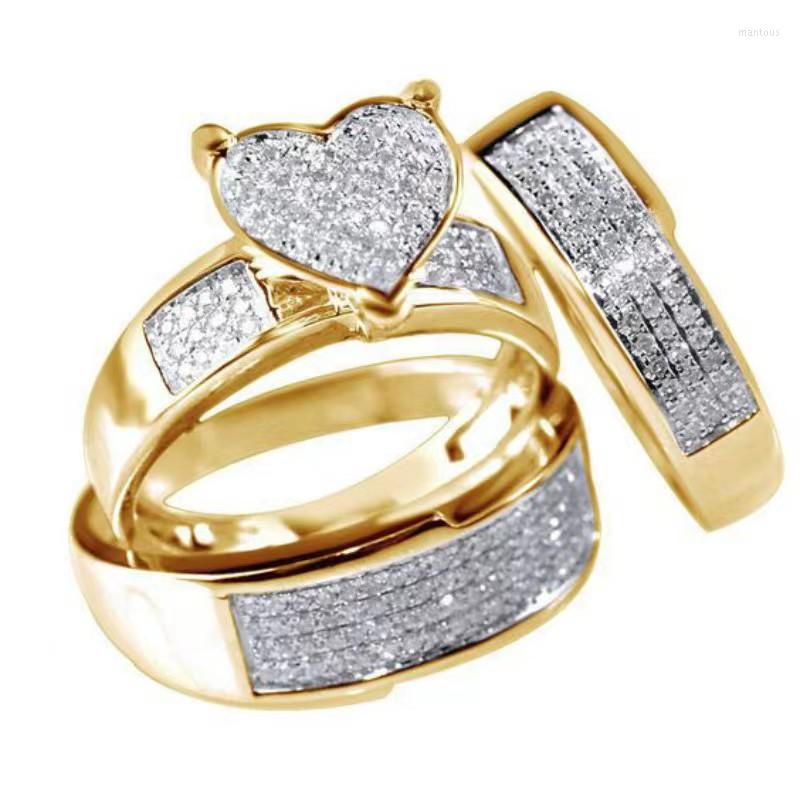Wedding Rings Luxury Fashion Gold-Plated Zircon Heart Shaped Lovers Ring Inlaid With Crystal Engagement Romantic Retro Jewelry
Wedding Rings Luxury Fashion Gold-Plated Zircon Heart Shaped Lovers Ring Inlaid With Crystal Engagement Romantic Retro Jewelry