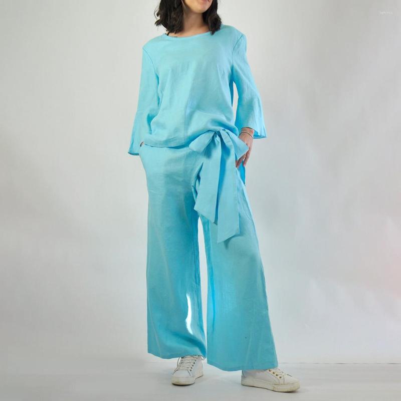 Women' Two Piece Pants 2023 Casual Loose Solid Color Cotton And Linen Suit Irregular Long-sleeved Top Wide-leg Two-piece Women, Blue
Women' Two Piece Pants 2023 Casual Loose Solid Color Cotton And Linen Suit Irregular Long-sleeved Top Wide-leg Two-piece Women, Blue