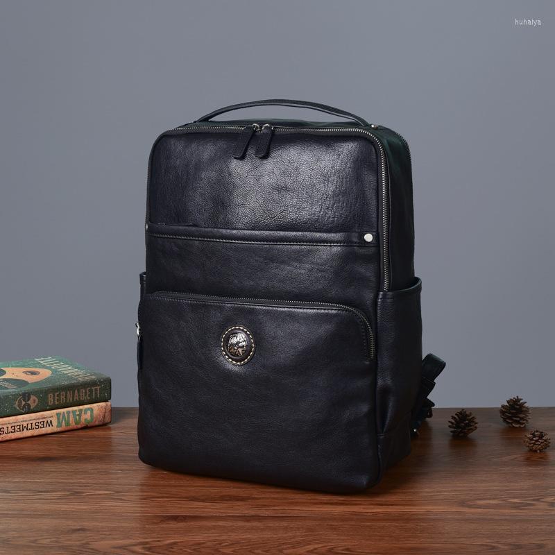 Backpack Retro Genuine Leather Men's Casual Cowhide Laptop Large Capacity Travel Bags Boys Fashion Shool, Black
Backpack Retro Genuine Leather Men's Casual Cowhide Laptop Large Capacity Travel Bags Boys Fashion Shool, Black