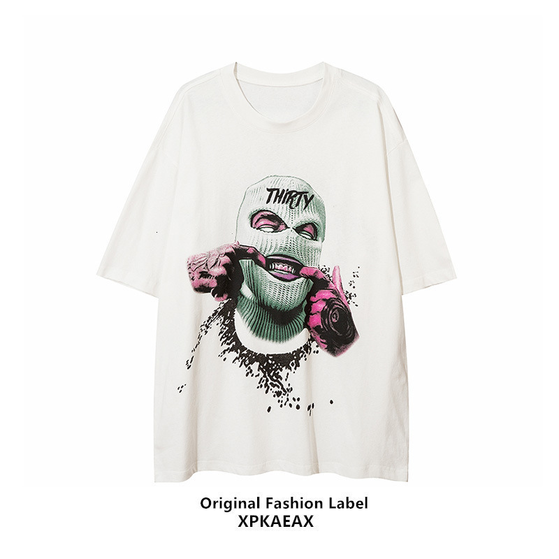 Mens TShirts Tshirt mens ins West hip hop hiphop handsome fried street five points short grapefruit male and female 230419