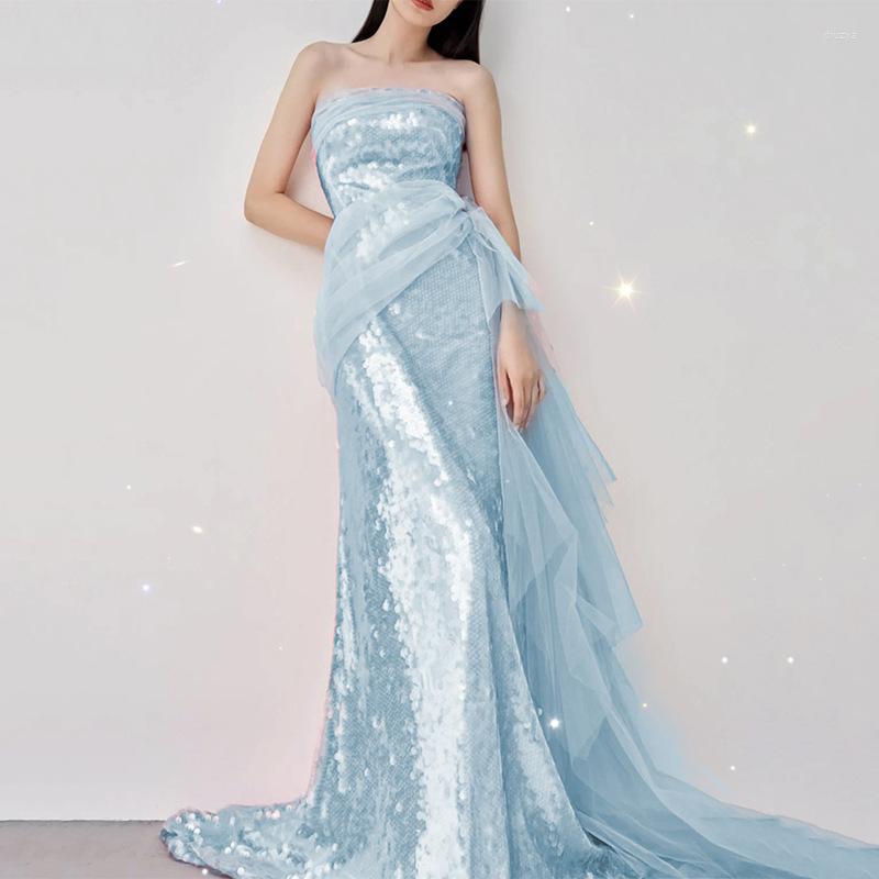 Runway Dresses Strapless Celebrity Pleat Illusion Sequined Tiered Hollow Out Backless Luxurious Sparkly Blue Mermaid Evening Gowns, Photo color
Runway Dresses Strapless Celebrity Pleat Illusion Sequined Tiered Hollow Out Backless Luxurious Sparkly Blue Mermaid Evening Gowns, Photo color