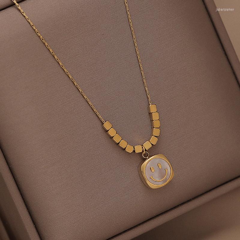 Chains Luxury Square Smile Pendant Necklaces For Women Gold Plated Titanium Steel Sweater Chain Ins Female Jewelry Gifts
Chains Luxury Square Smile Pendant Necklaces For Women Gold Plated Titanium Steel Sweater Chain Ins Female Jewelry Gifts