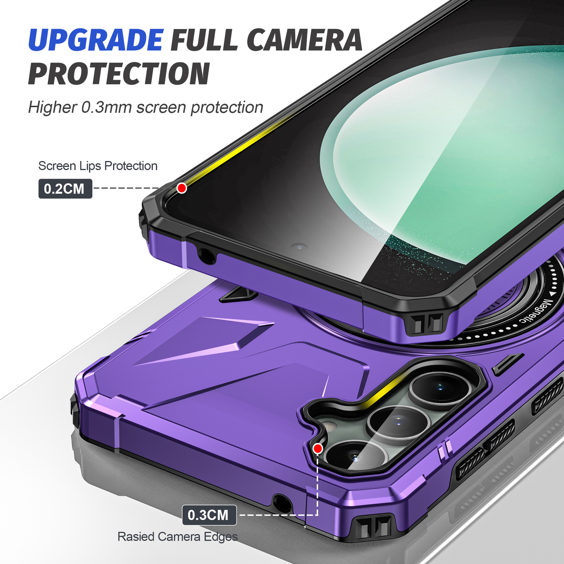 Magnetic Case with Ring Holder For Samsung Galaxy S24 S23 S25 Ultra Plus S23FE A54 A24 A34 A14 Car Mount Stand Armor Rugged Shockproof Full-body Prote