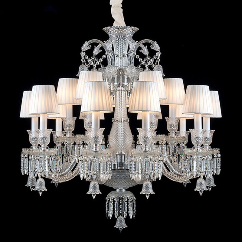 European Crystal Chandelier Living Room Dining Room Bedroom Villa Staircase Lamps White Candle Study Light Transparent Luminaire