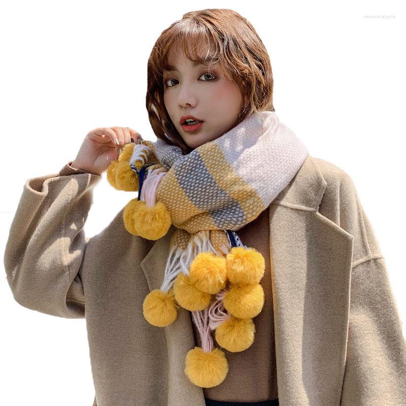 Scarves Playful Fur Pompoms Pashmina Cashmere Shawl Plaid Wool Scarf For Women Soft Warm Female Poncho Fashion Lady
Scarves Playful Fur Pompoms Pashmina Cashmere Shawl Plaid Wool Scarf For Women Soft Warm Female Poncho Fashion Lady
