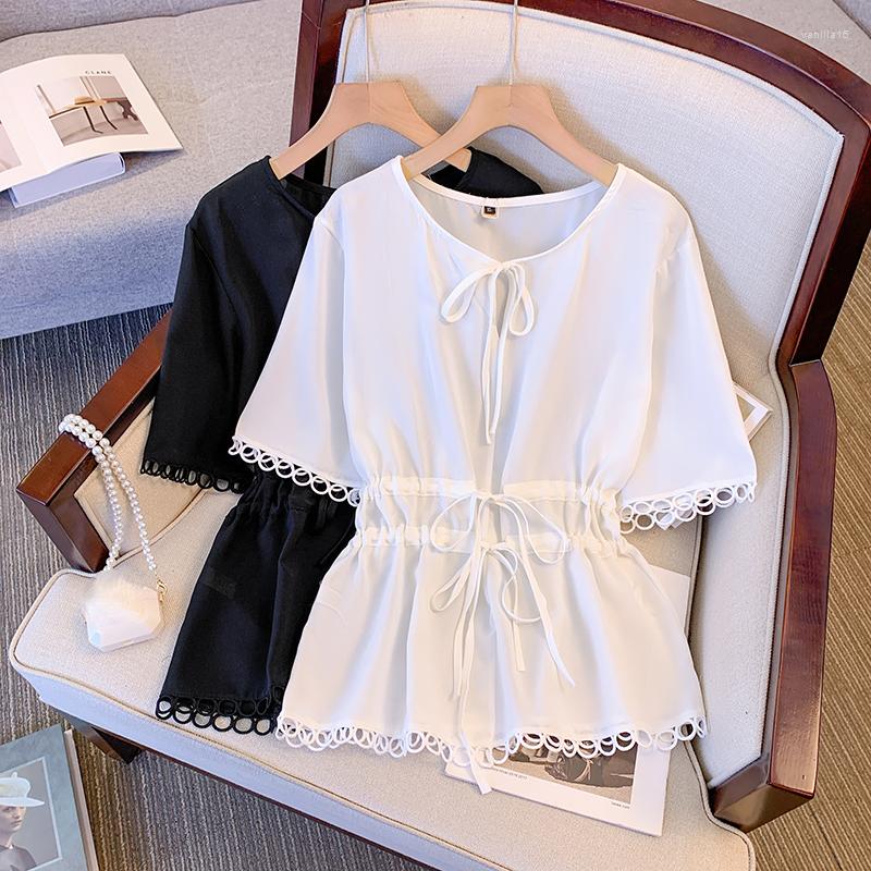 Women's Blouses -4XL Large Size Drawsting Women Summer Lace Up V-neck Oversize Shirt Hollow Out Half Sleeve Solid Chiffon Chic Tops, Black
Women's Blouses -4XL Large Size Drawsting Women Summer Lace Up V-neck Oversize Shirt Hollow Out Half Sleeve Solid Chiffon Chic Tops, Black
