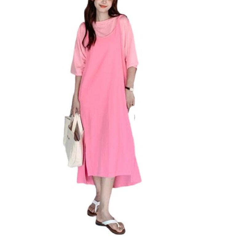 Party Dresses PERHAPS U Girls Causal Two Piece Set O-Neck Long Tee T-Shirt Loose Spaghetti Strap Camisole Backless Bandage Dress D3070, Pink
Party Dresses PERHAPS U Girls Causal Two Piece Set O-Neck Long Tee T-Shirt Loose Spaghetti Strap Camisole Backless Bandage Dress D3070, Pink