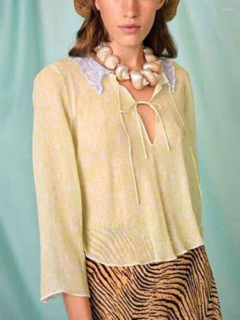 Women' Blouses Ladies Elegant Blouse Turn-down Collar With Lace-Up 2023 Summer Women Beige Contrast Long Sleeve Pullover Shirts Tops, Shirt
Women' Blouses Ladies Elegant Blouse Turn-down Collar With Lace-Up 2023 Summer Women Beige Contrast Long Sleeve Pullover Shirts Tops, Shirt