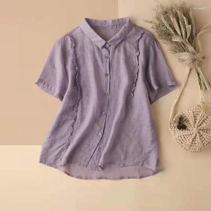 Women's Blouses Woman Casual Loose Cotton Linen Blouse Shirt Female Short Sleeved Oversize Ladies Elegant Vintage Summer Tops G272, Purple
Women's Blouses Woman Casual Loose Cotton Linen Blouse Shirt Female Short Sleeved Oversize Ladies Elegant Vintage Summer Tops G272, Purple