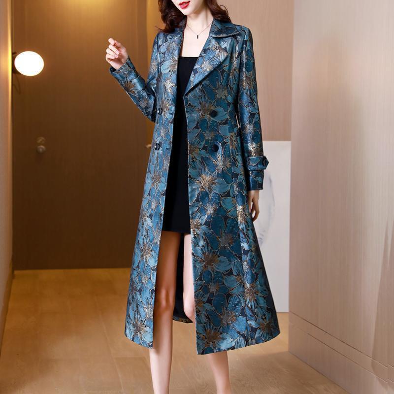 Raincoats Fall Spring Women Double Breasted Dobby Floral Long Trench Coat Autumn Woman Clothes 4xl Slim Elegant Outerwear Duster Coats, Blue
Raincoats Fall Spring Women Double Breasted Dobby Floral Long Trench Coat Autumn Woman Clothes 4xl Slim Elegant Outerwear Duster Coats, Blue