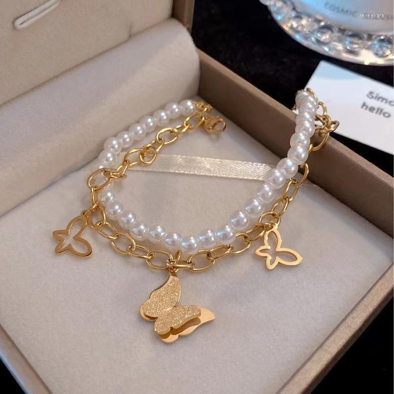 Link Bracelets Fashion Stainless Steel Gold Color Simulated Pearl Butterfly Charms Multilayer Bracelet Bangle Adjustable For Women Jewelry
Link Bracelets Fashion Stainless Steel Gold Color Simulated Pearl Butterfly Charms Multilayer Bracelet Bangle Adjustable For Women Jewelry