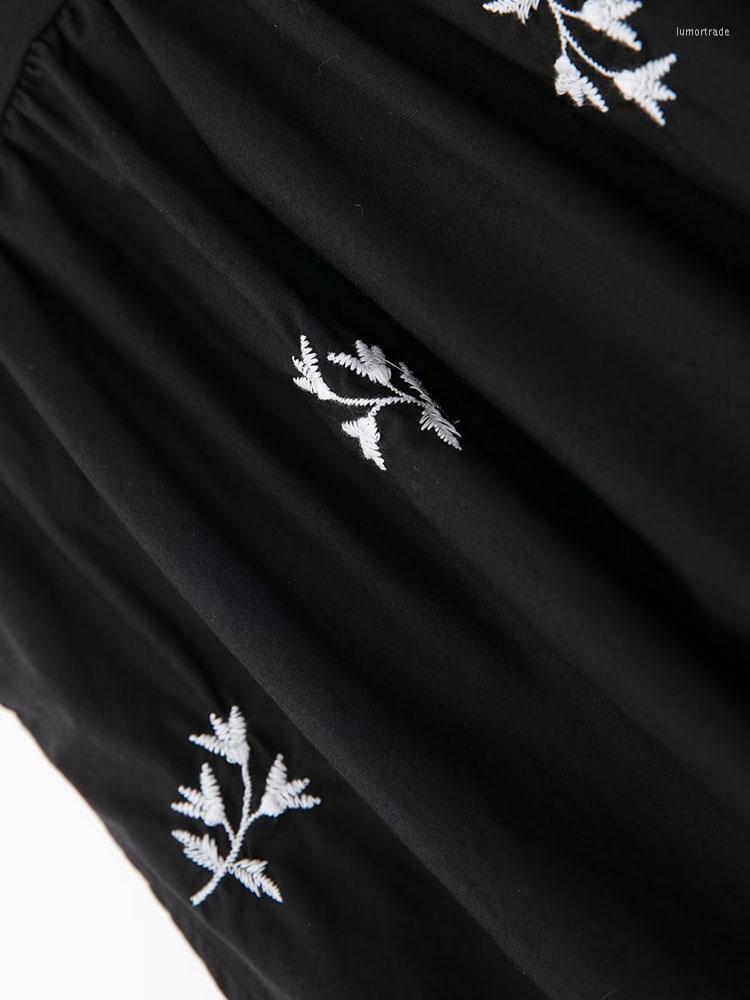 New Casual Dresses XEASY 2024 Women Summer Fashion Embroidered Sling Dress Thin Straps Open Back Side Zipper Female Mini