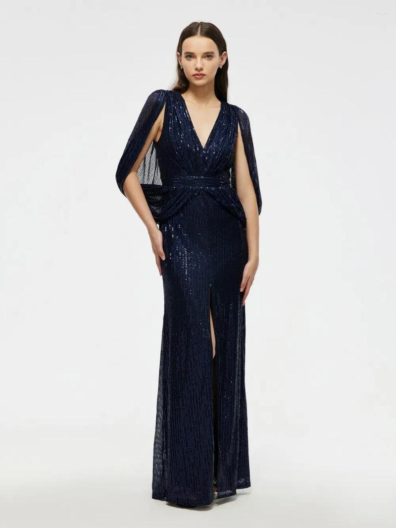 Runway Dresses Puff Sleeve Vestido De Novias Navy Elegant Deep V Neck Mermaid Prom Gowns Sequin Slit Wedding Party Women Celebrity Robe
Runway Dresses Puff Sleeve Vestido De Novias Navy Elegant Deep V Neck Mermaid Prom Gowns Sequin Slit Wedding Party Women Celebrity Robe
