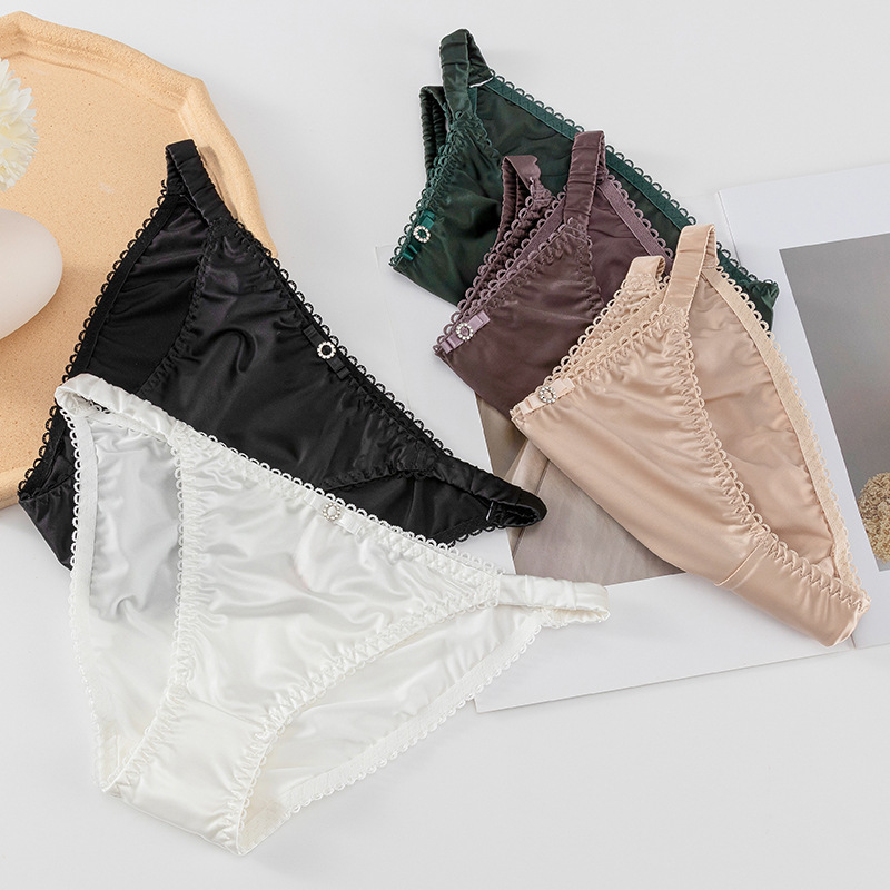 Women's Panties 4pcs/set TECHOME Women Sexy Hot brifes Sexy Women Thong Low Waist Transparent Light Satin Women Panties Erotic Bow Tie Decor 2304