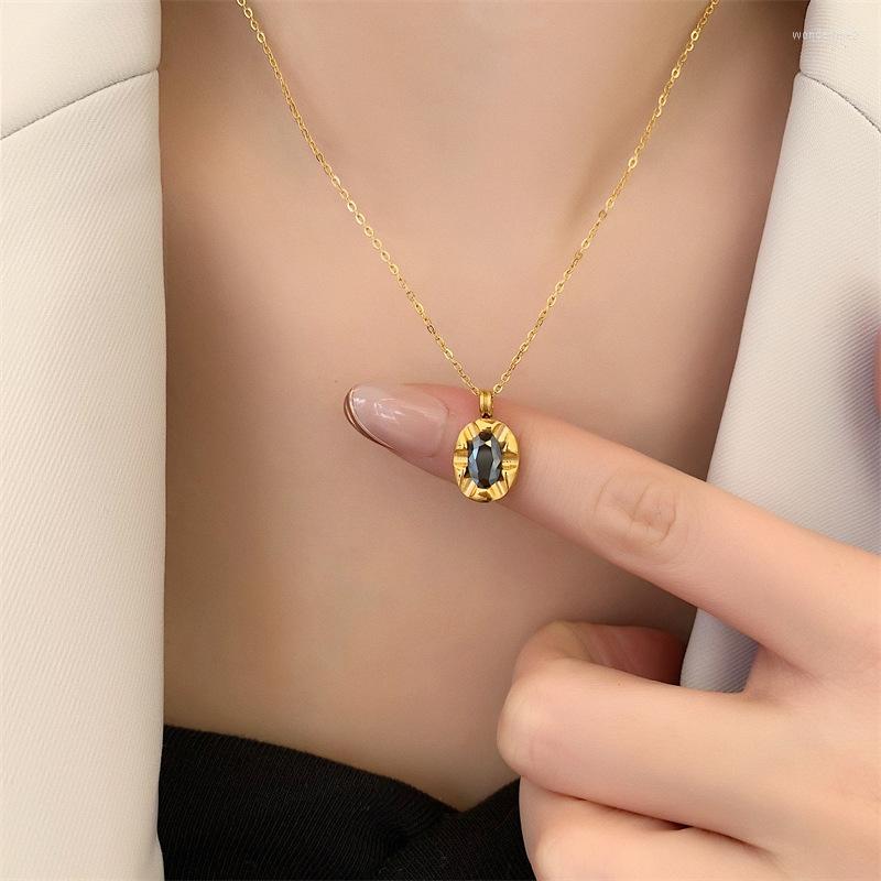 Pendant Necklaces 2023 Black Onyx Luster Oval Vintage Stainless Steel Necklace For Women Luxury Girls Clavicle Chain Jewelry Gifts 
Pendant Necklaces 2023 Black Onyx Luster Oval Vintage Stainless Steel Necklace For Women Luxury Girls Clavicle Chain Jewelry Gifts