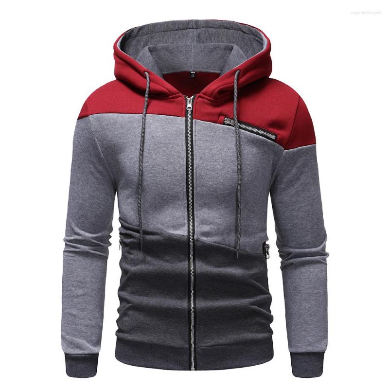 Men's Hoodies Men's Three-Color Splicing Hooded Zipper Sweatshirt With Fleece For Spring And Autumn Long Sleeve, Burgundy
Men's Hoodies Men's Three-Color Splicing Hooded Zipper Sweatshirt With Fleece For Spring And Autumn Long Sleeve, Burgundy