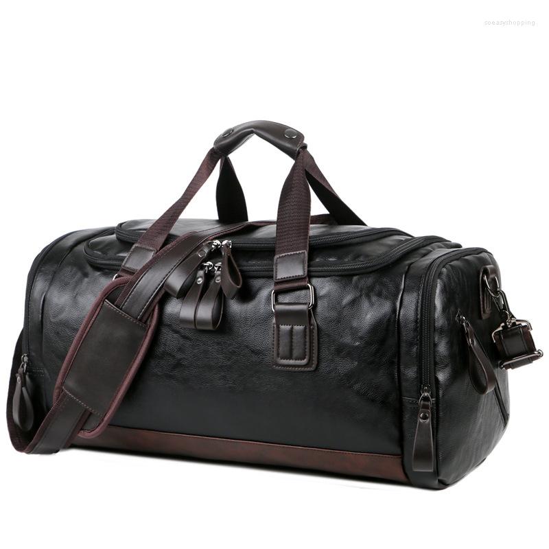 Duffel Bags PU Leather Large Capacity Travel Bag Men's Business Trip Backpack Korean Hand, Black
Duffel Bags PU Leather Large Capacity Travel Bag Men's Business Trip Backpack Korean Hand, Black