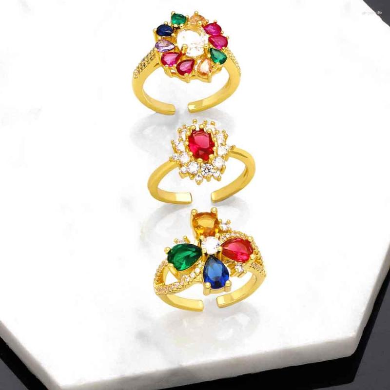 Cluster Rings OCESRIO Fashion Rainbow Crystal Flower Ring For Women Zircon Copper Gold Plated Oval Open Brass Jewelry Accessories Rigq79
Cluster Rings OCESRIO Fashion Rainbow Crystal Flower Ring For Women Zircon Copper Gold Plated Oval Open Brass Jewelry Accessories Rigq79