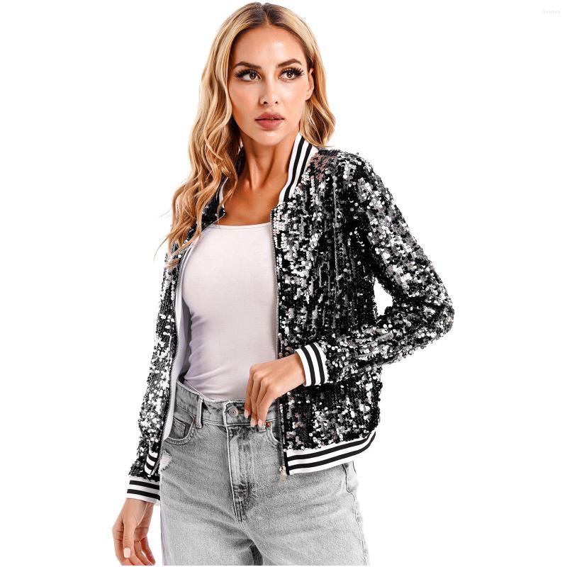 Women' Jackets Autumn Womens Sparkly Sequin Long Sleeve Jacket Coat Fashion Striped Hem Zipper Outwear Top For Party Dance Performance, Navy blue b
Women' Jackets Autumn Womens Sparkly Sequin Long Sleeve Jacket Coat Fashion Striped Hem Zipper Outwear Top For Party Dance Performance, Navy blue b